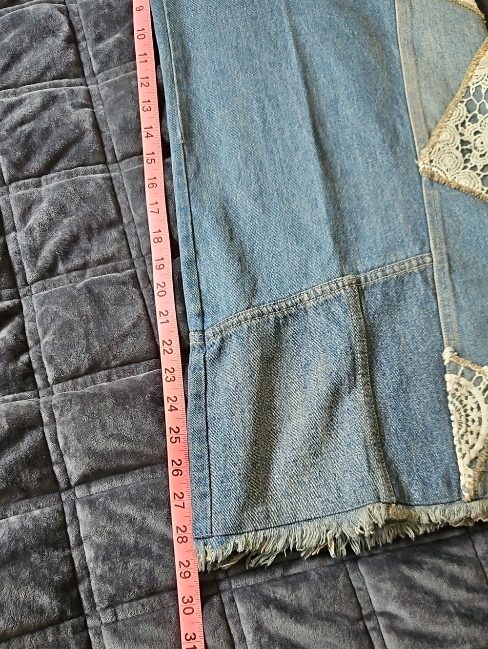 We The Free In My Element Patchwork Lace High Rise Flare Jeans Raw Hem, 30 - Picture 10 of 12
